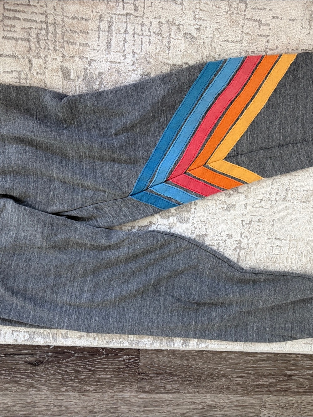 Aviator Nation Gray Track Joggers with Blue, Pink & Orange Chevron